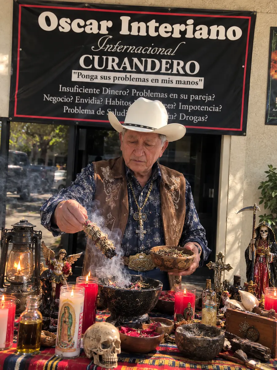 Oscar sahuma hierbas con su chaleco